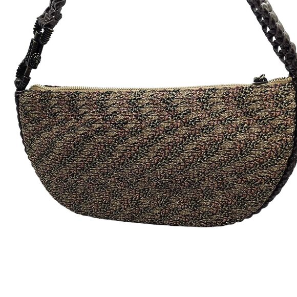 Eric Javits Shoulder Bag Squishee Woven Straw Braided Chain Strap Gold Multi - Picture 6 of 16